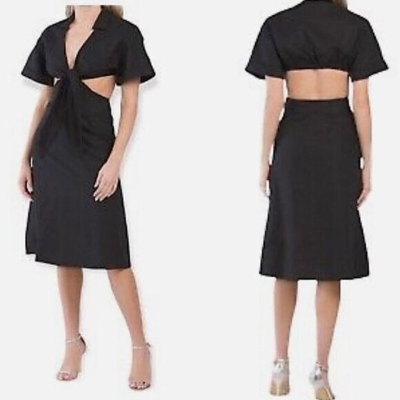O.P.T. One Pretty Time Black Cutout Open Back Dress Tie Front - Picture 1 of 5